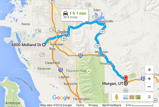 Google Map to Morgan Utah